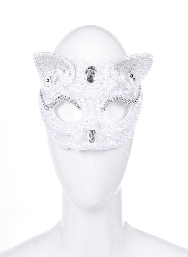Soochat Lace Cat Masks Half Face Cat Mask Lace Masquerade Mask for Carnival Ball Party Cosplay Halloween Costume Accessories - Image 4